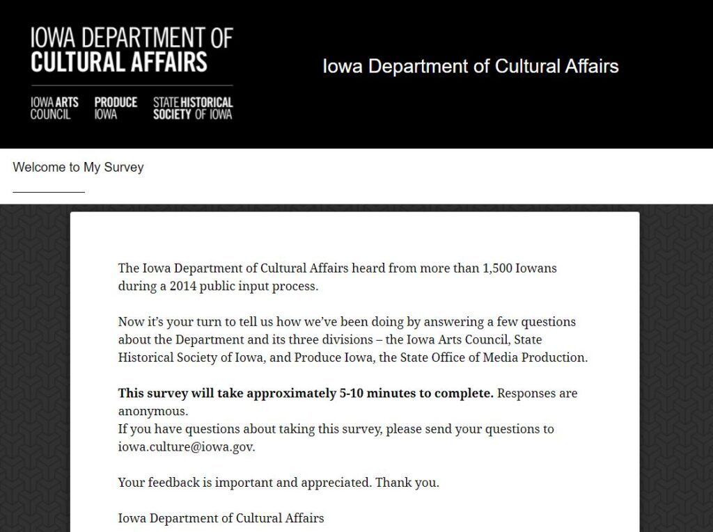 Iowa Dept of Cultural Affairs Survey
