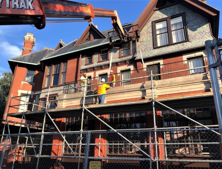 Brucemore Mansion Restoration Phase I - Porch Roof Railing Removal Brucemore Mansion Restoration - porch roof railing removal