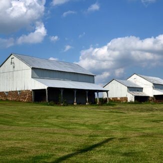 Farm Slide Show_0001_master-pnp-highsm-39800-39800a Row of barns in High Amana, one of the Amana Colonies, seven villages in Iowa County, Iowa