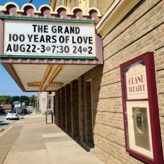 Brick theatre with marquee overhang